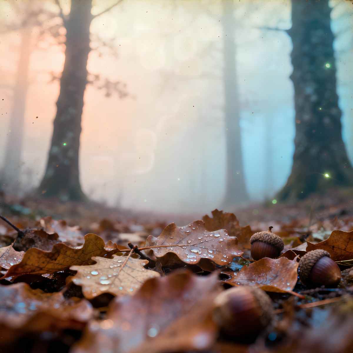 Bosque Sucamiño en invierno, luz suave entre árboles autóctonos.